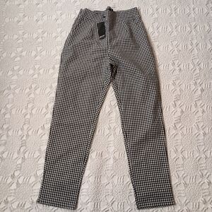 New Nasty Gal Black and White Skinny Pants Gingham Plaid Ankle Crop 4 Women